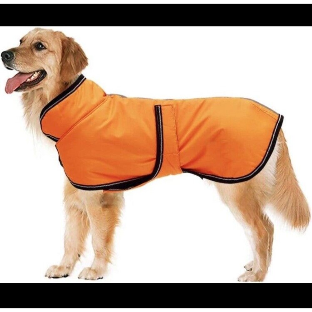 Koogal Cotton/Nylon Water-Resistant Puffer Jacket Dogs - 4XL -Orange/Black - NWT